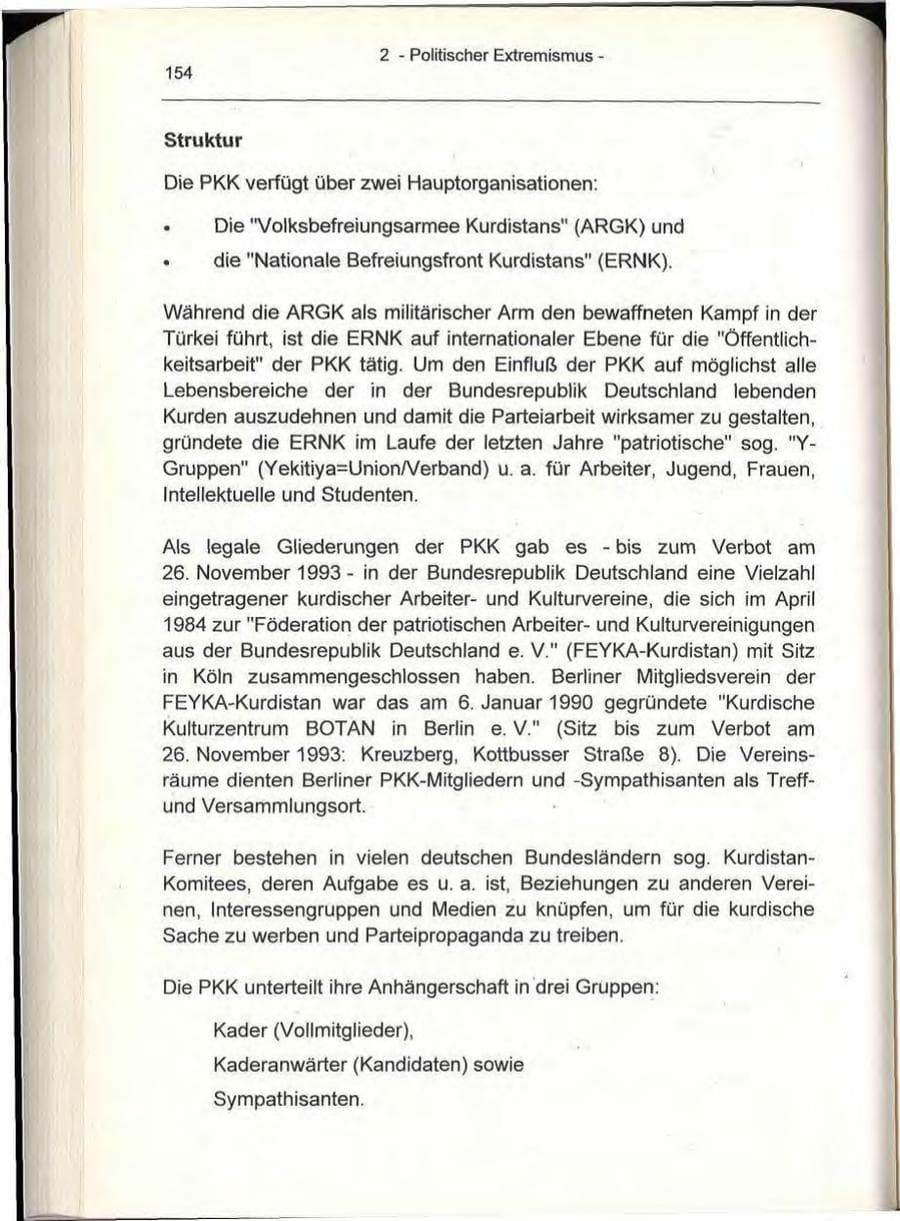 Seite 154 des Verfassungsschutzbericht 1993 Berlin