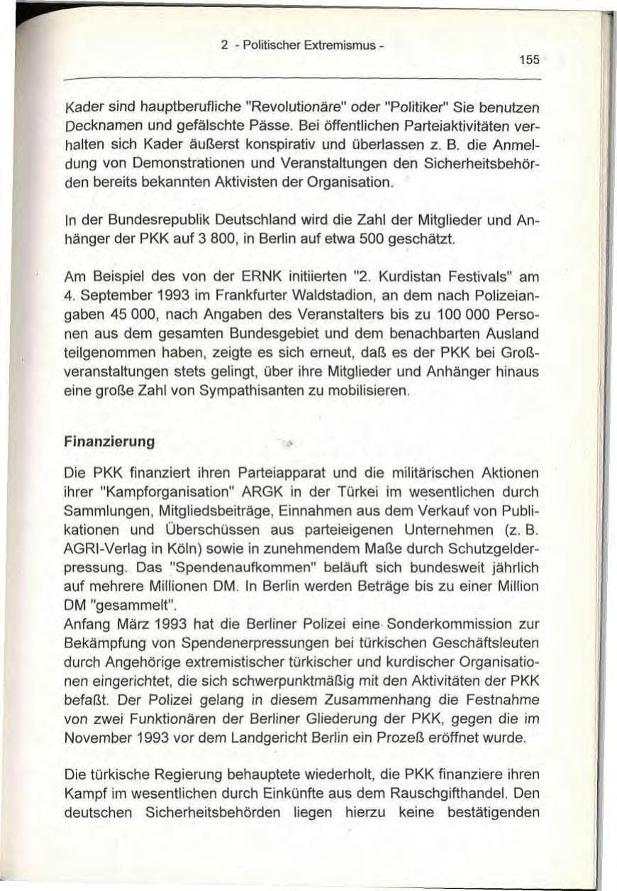 Seite 155 des Verfassungsschutzbericht 1993 Berlin