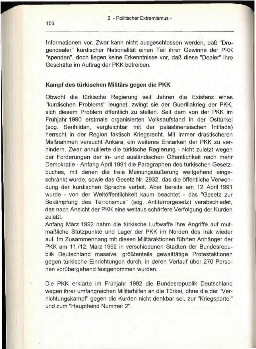 Seite 156 des Verfassungsschutzbericht 1993 Berlin