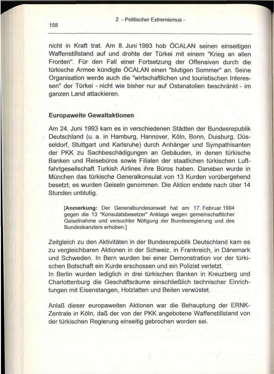 Seite 158 des Verfassungsschutzbericht 1993 Berlin