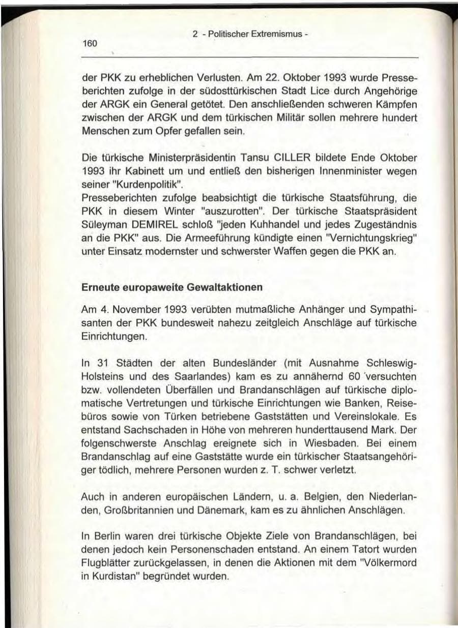 Seite 160 des Verfassungsschutzbericht 1993 Berlin