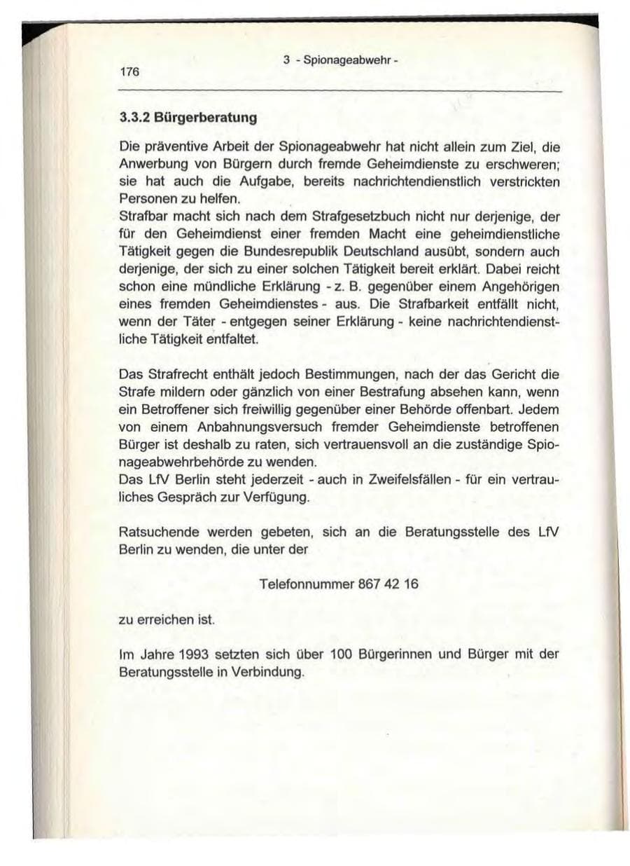 Seite 176 des Verfassungsschutzbericht 1993 Berlin