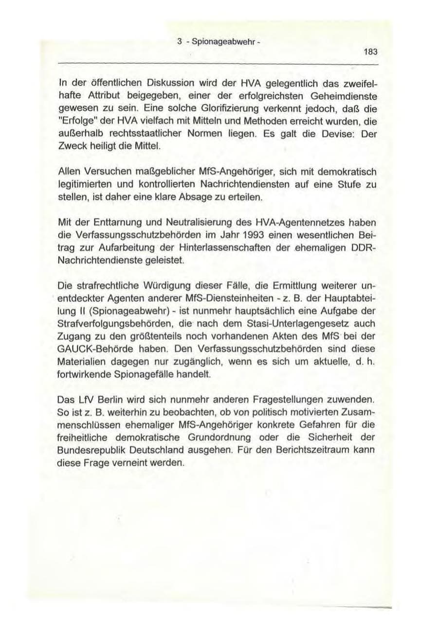 Seite 183 des Verfassungsschutzbericht 1993 Berlin