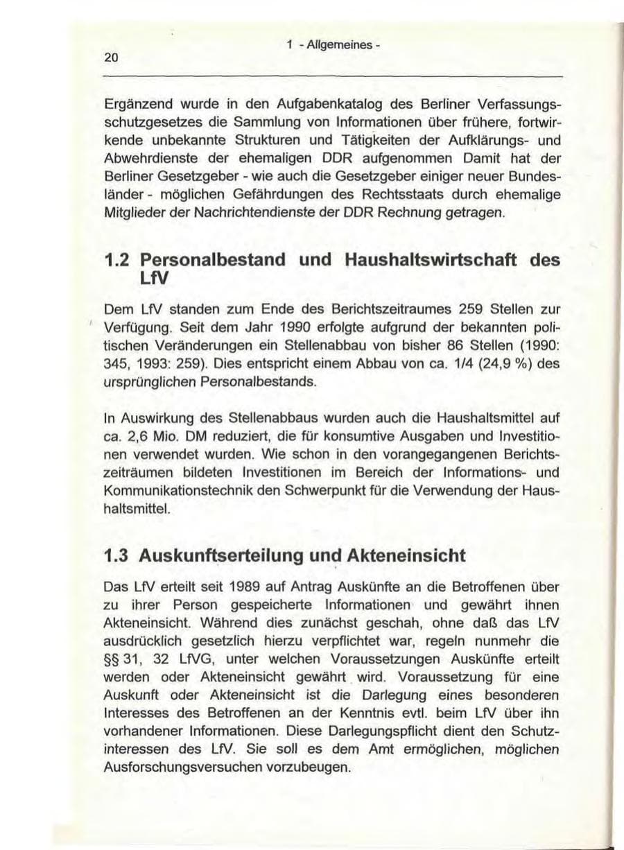 Seite 20 des Verfassungsschutzbericht 1993 Berlin