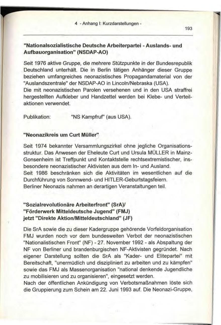 Seite 193 des Verfassungsschutzbericht 1993 Berlin
