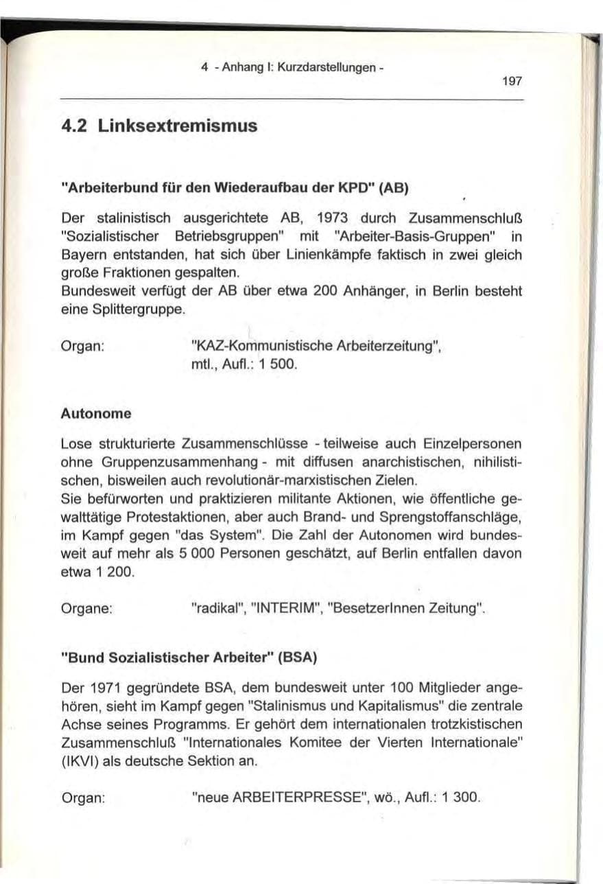 Seite 197 des Verfassungsschutzbericht 1993 Berlin