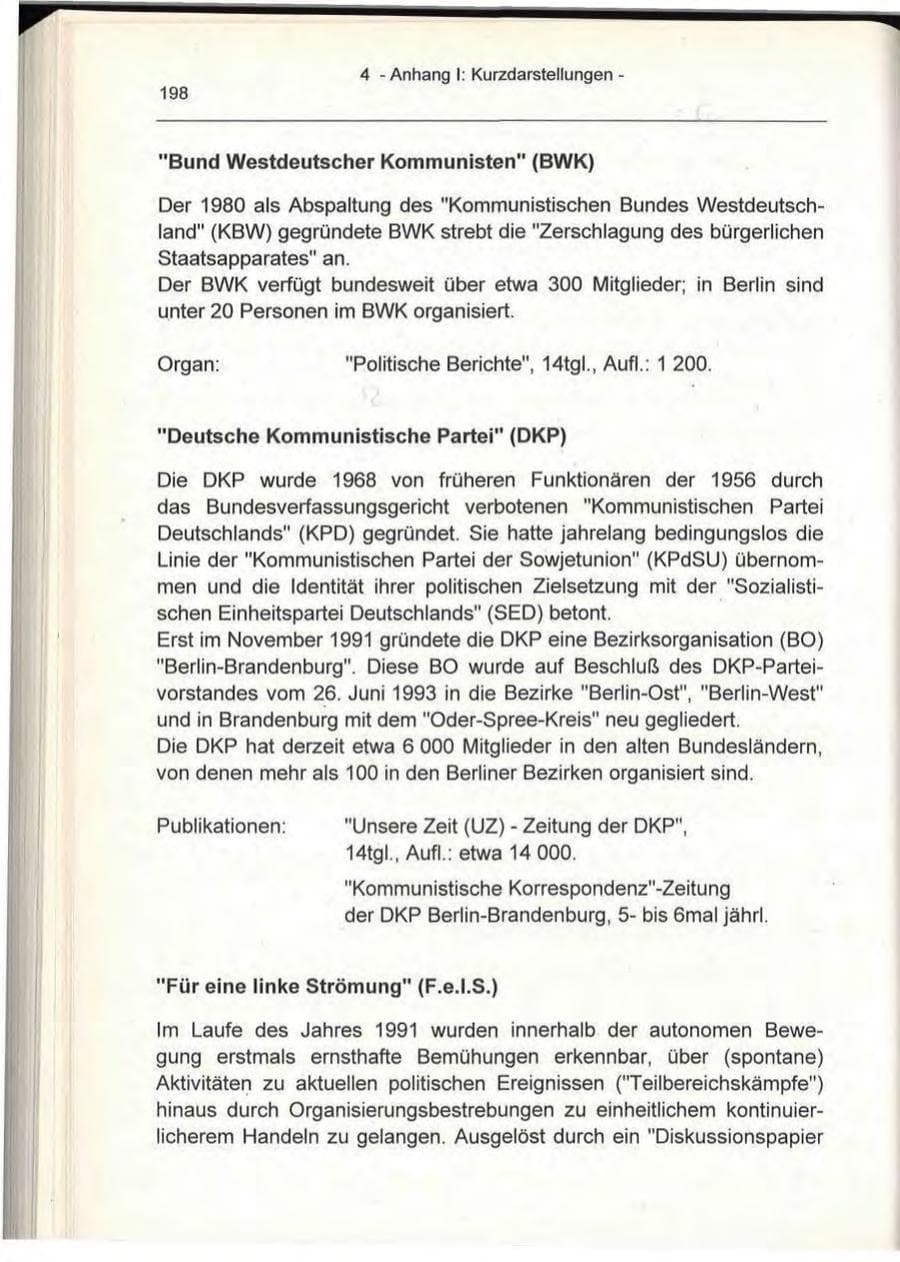 Seite 198 des Verfassungsschutzbericht 1993 Berlin