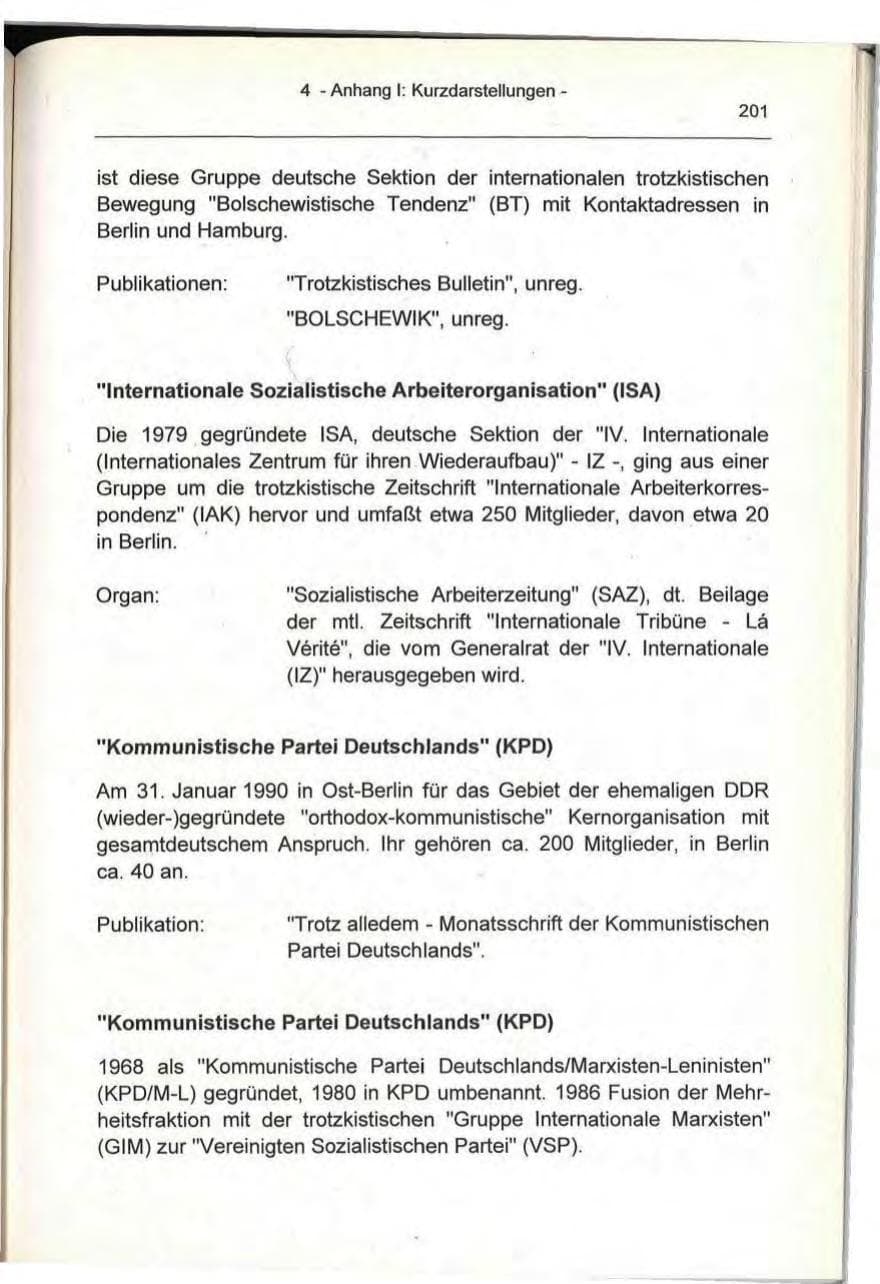 Seite 201 des Verfassungsschutzbericht 1993 Berlin