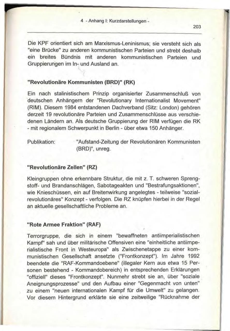 Seite 203 des Verfassungsschutzbericht 1993 Berlin
