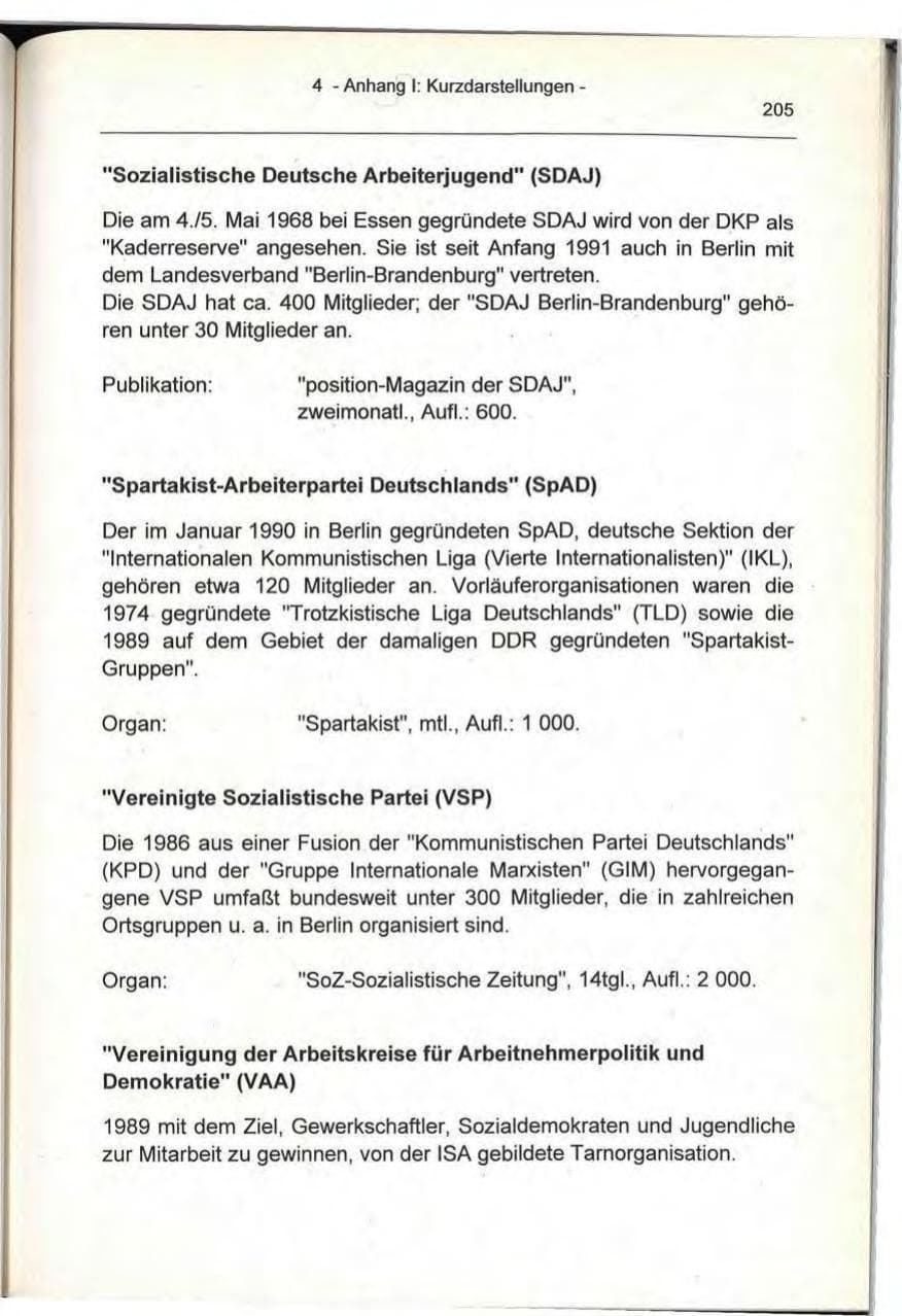 Seite 205 des Verfassungsschutzbericht 1993 Berlin