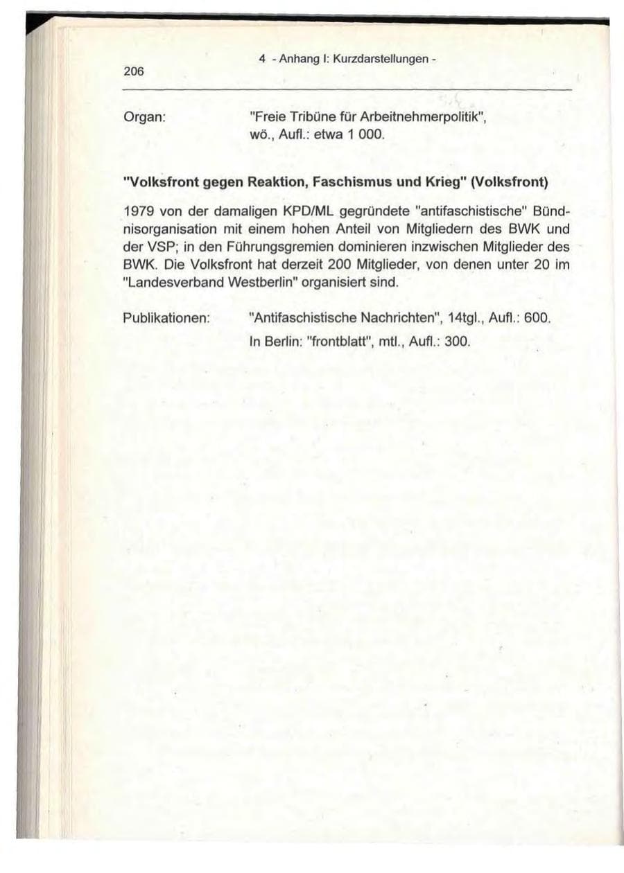 Seite 206 des Verfassungsschutzbericht 1993 Berlin