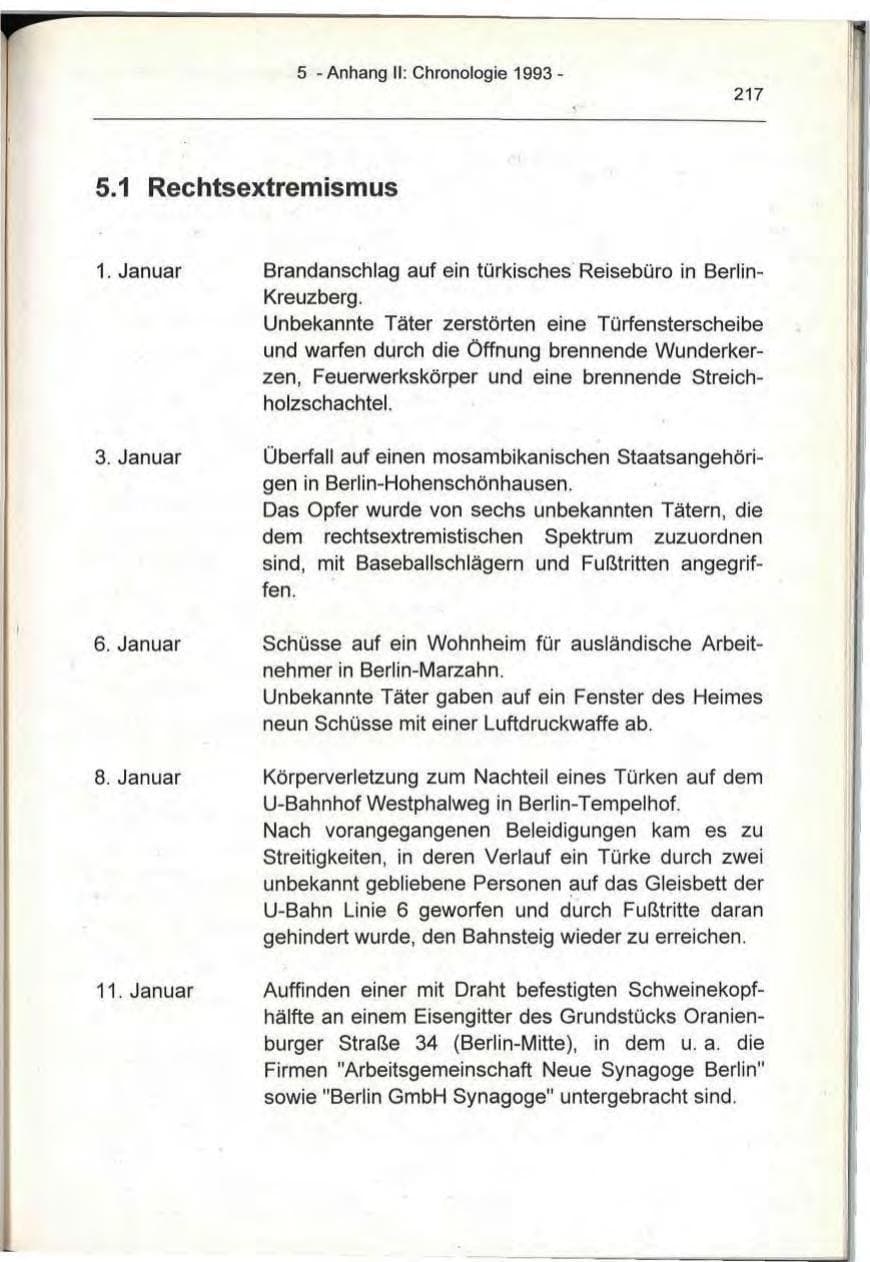 Seite 217 des Verfassungsschutzbericht 1993 Berlin