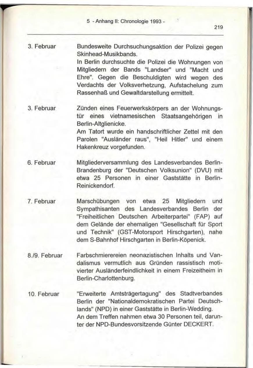 Seite 219 des Verfassungsschutzbericht 1993 Berlin