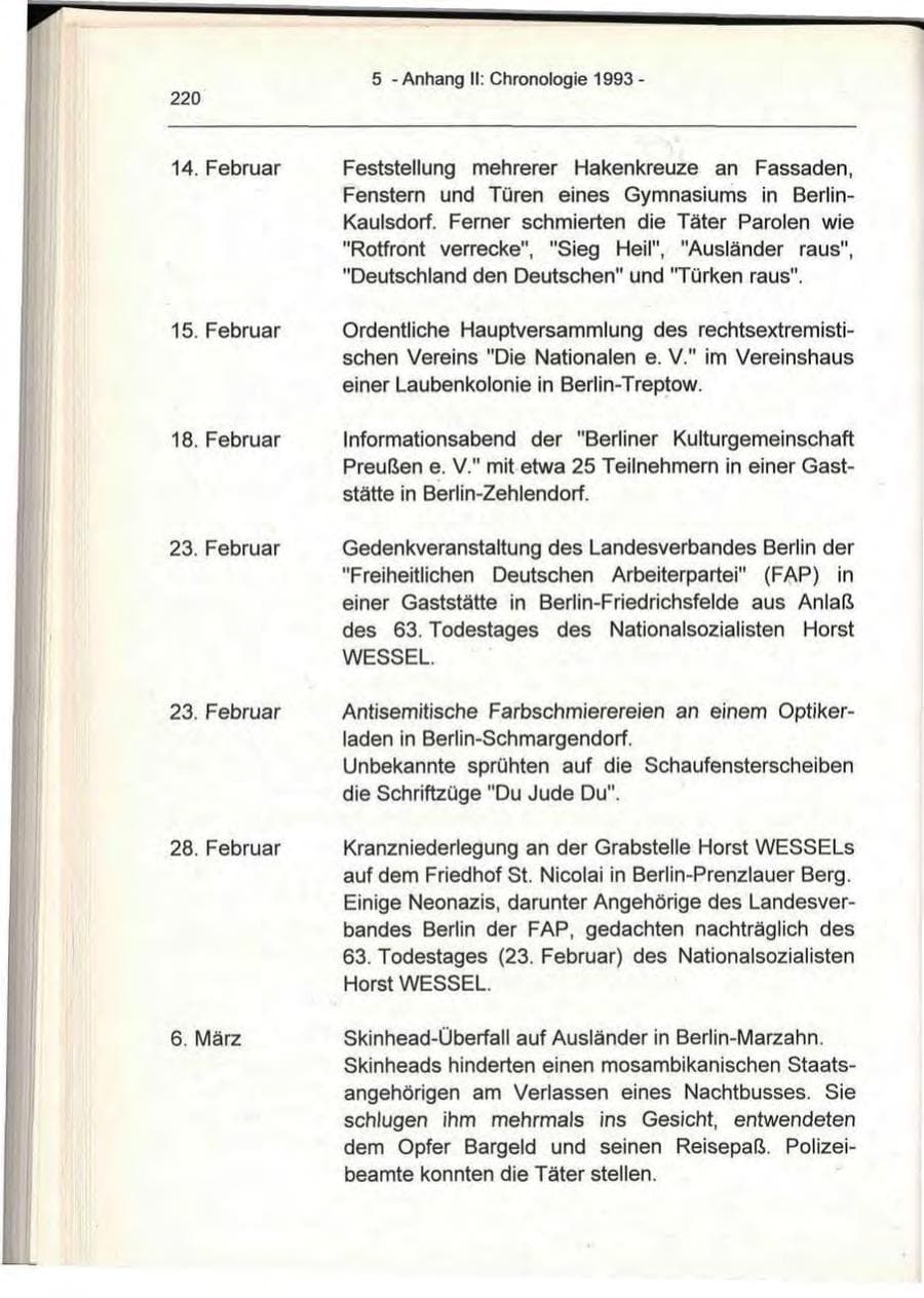 Seite 220 des Verfassungsschutzbericht 1993 Berlin