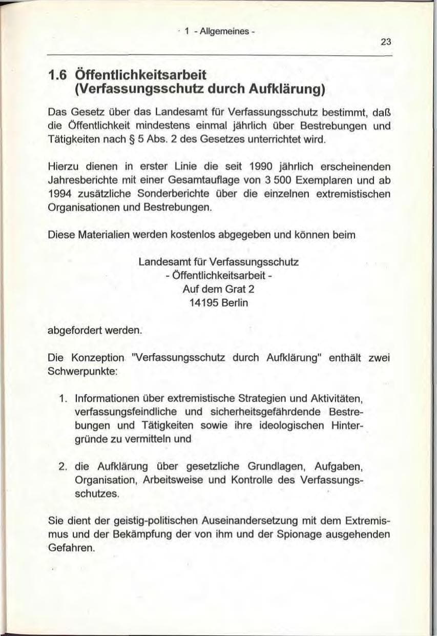 Seite 23 des Verfassungsschutzbericht 1993 Berlin