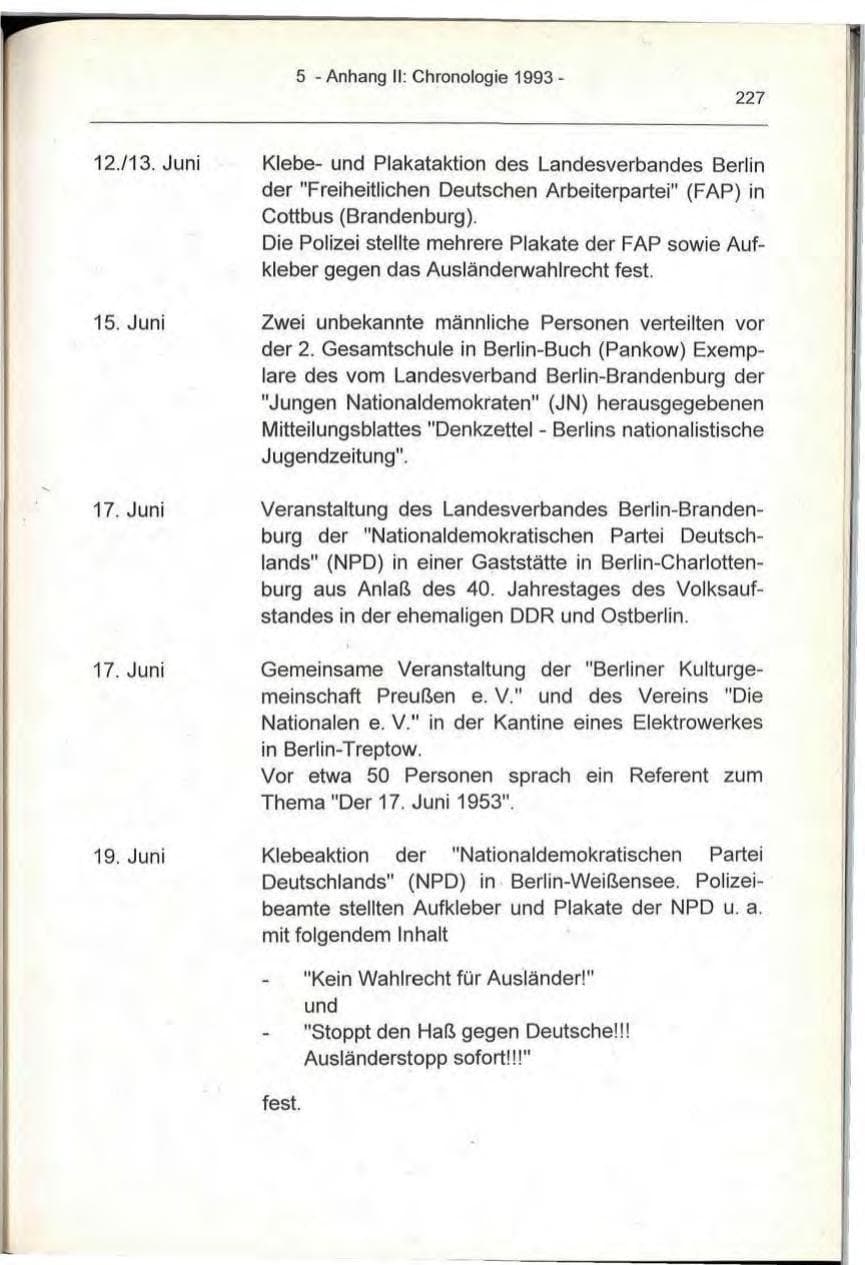 Seite 227 des Verfassungsschutzbericht 1993 Berlin