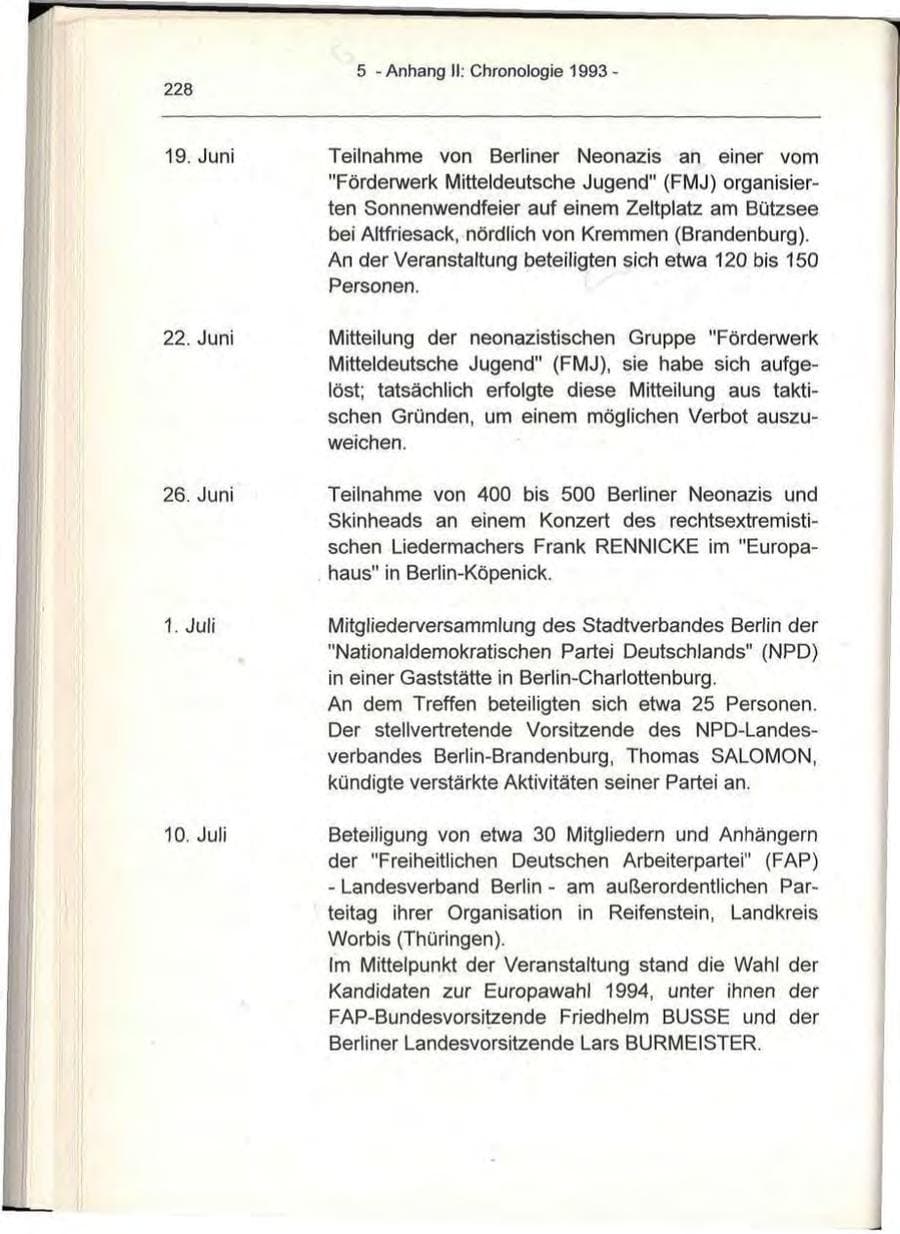 Seite 228 des Verfassungsschutzbericht 1993 Berlin