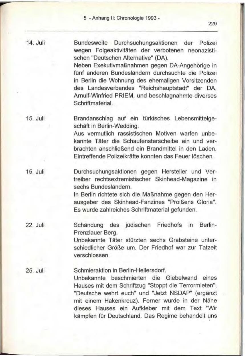 Seite 229 des Verfassungsschutzbericht 1993 Berlin