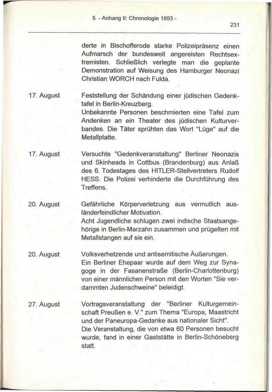 Seite 231 des Verfassungsschutzbericht 1993 Berlin