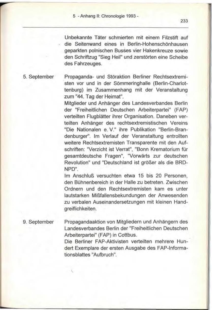 Seite 233 des Verfassungsschutzbericht 1993 Berlin