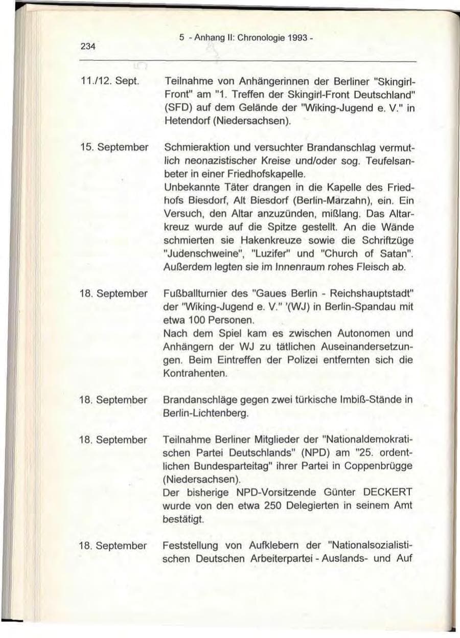 Seite 234 des Verfassungsschutzbericht 1993 Berlin
