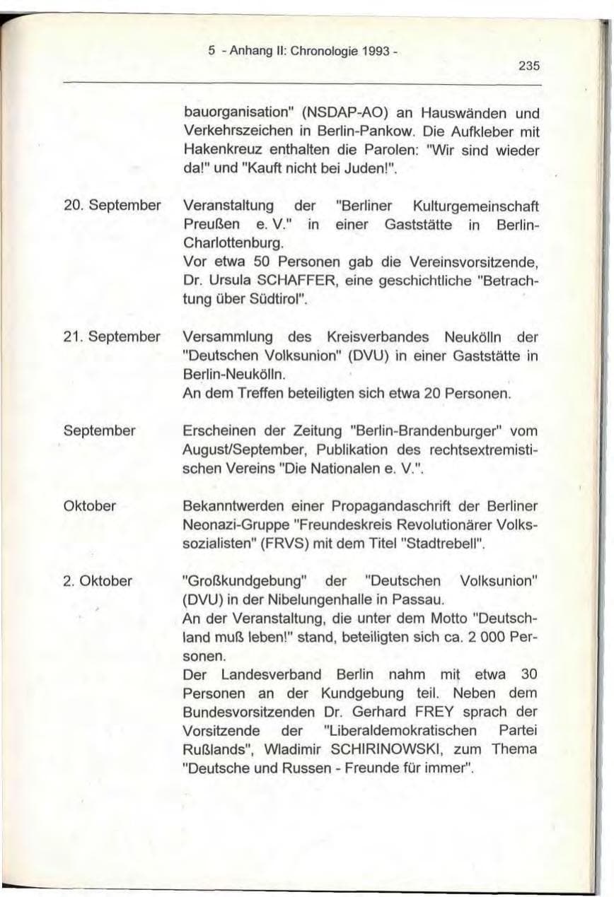 Seite 235 des Verfassungsschutzbericht 1993 Berlin