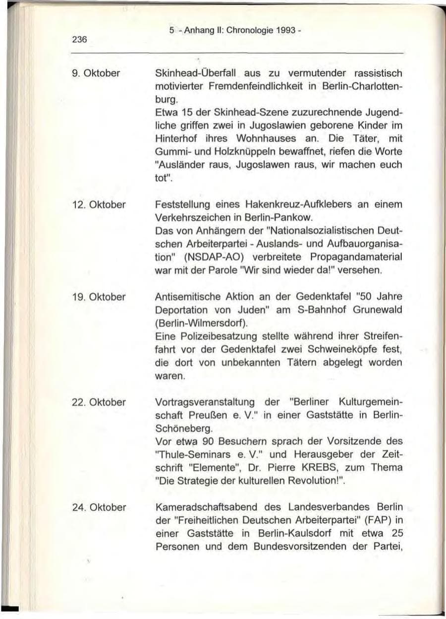 Seite 236 des Verfassungsschutzbericht 1993 Berlin