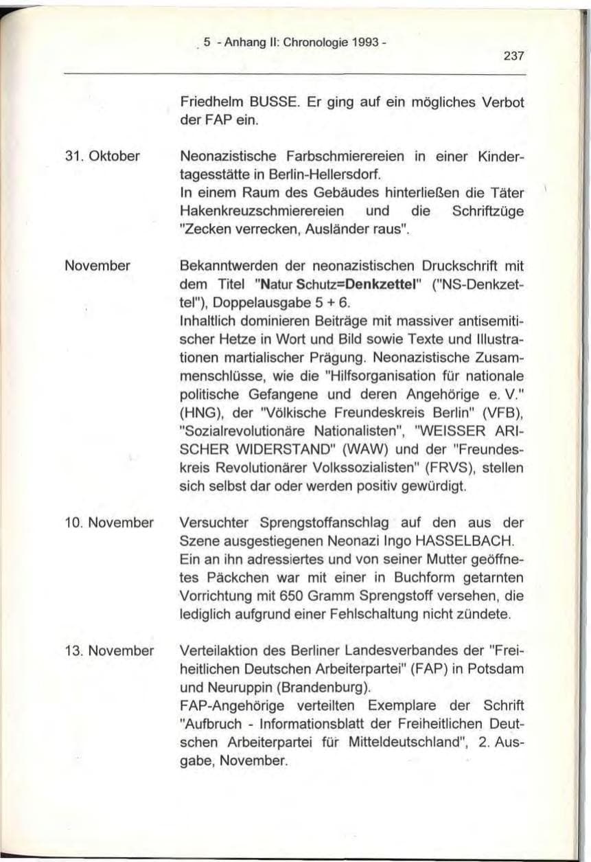 Seite 237 des Verfassungsschutzbericht 1993 Berlin
