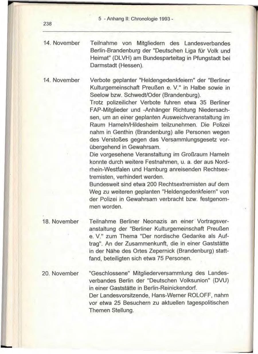 Seite 238 des Verfassungsschutzbericht 1993 Berlin