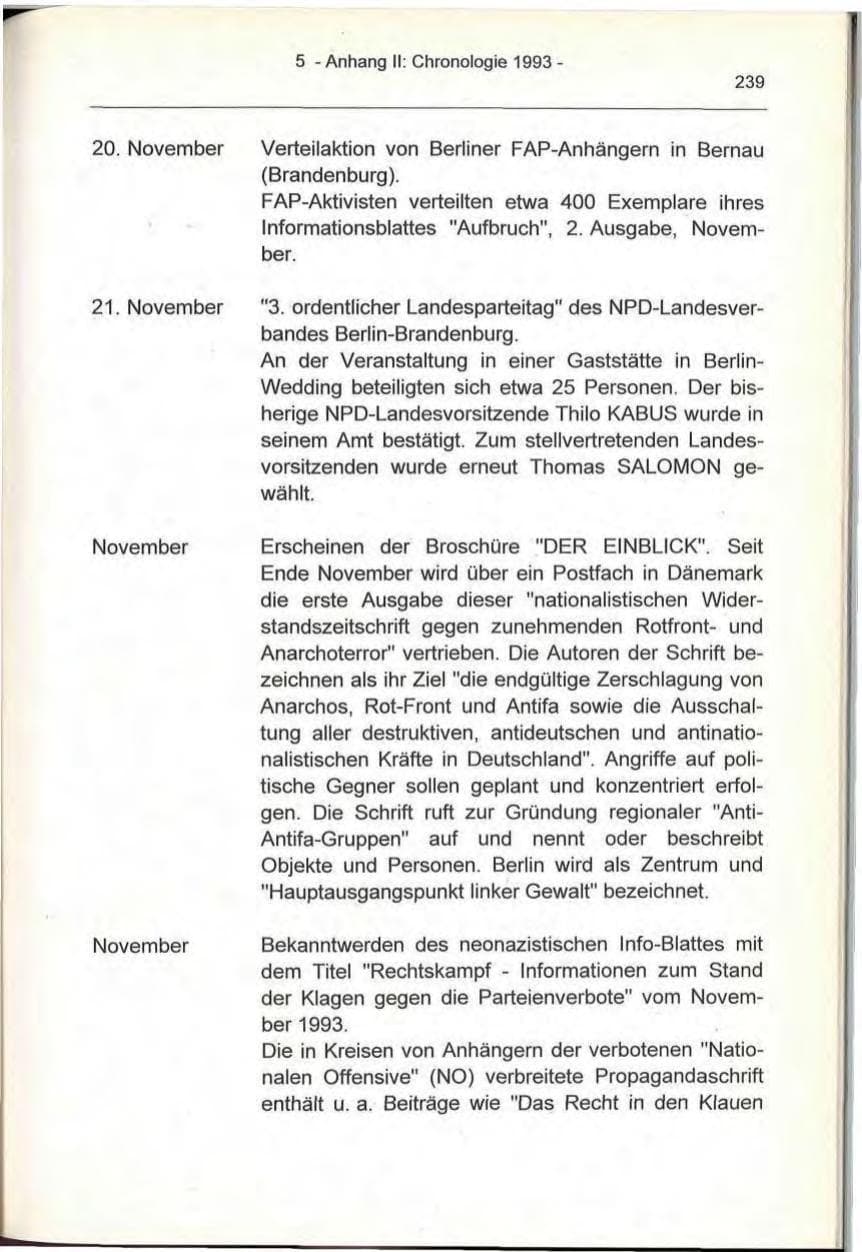 Seite 239 des Verfassungsschutzbericht 1993 Berlin