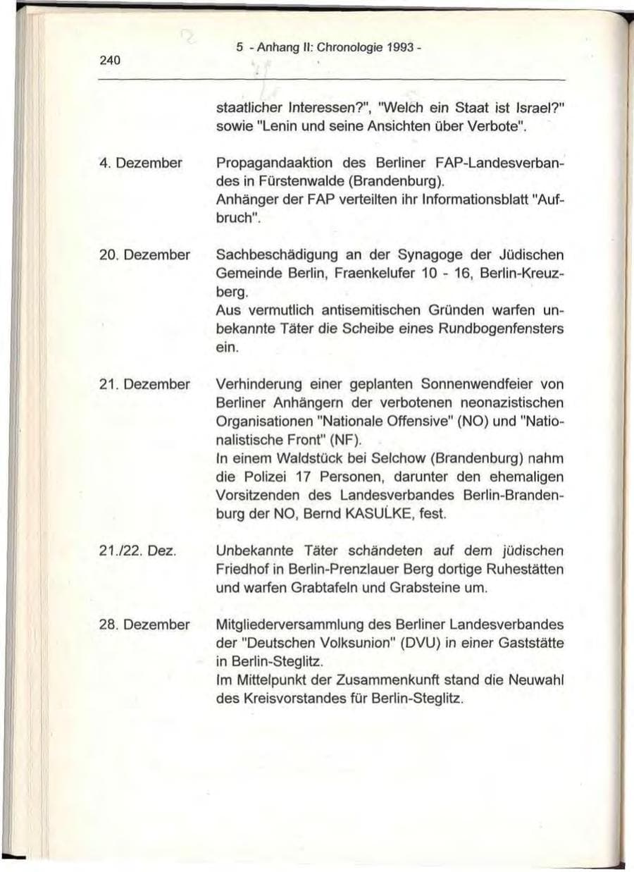 Seite 240 des Verfassungsschutzbericht 1993 Berlin