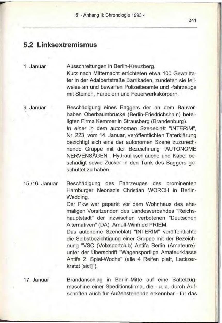 Seite 241 des Verfassungsschutzbericht 1993 Berlin