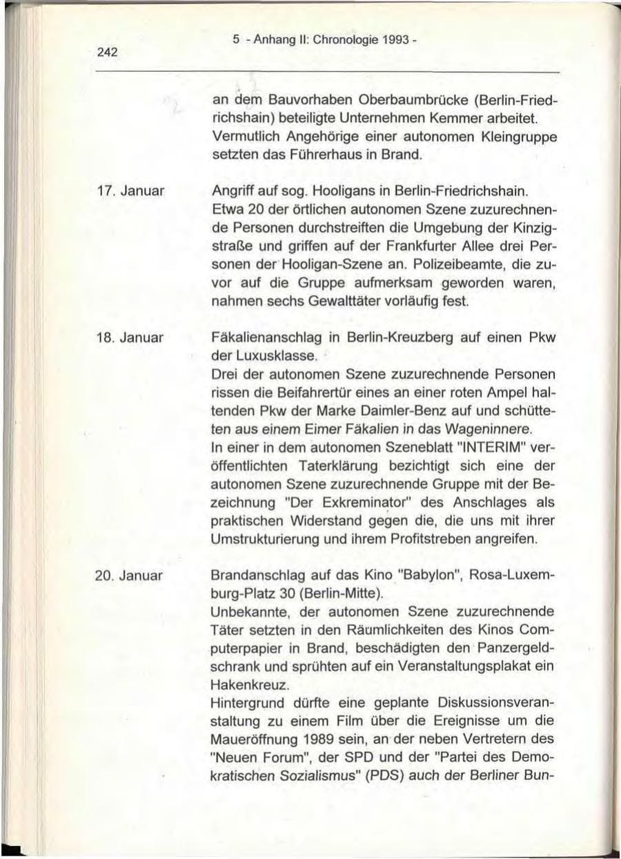 Seite 242 des Verfassungsschutzbericht 1993 Berlin