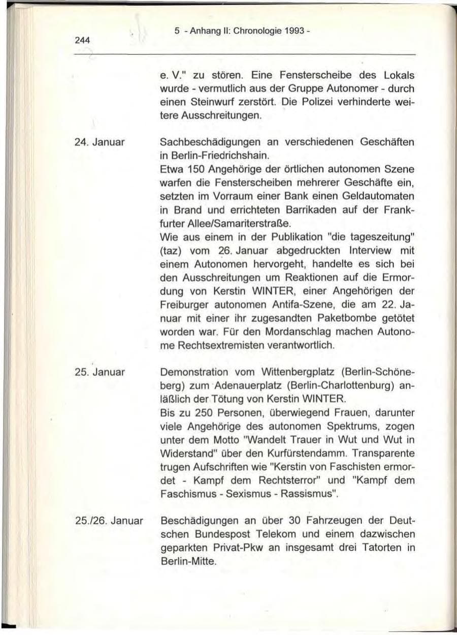 Seite 244 des Verfassungsschutzbericht 1993 Berlin