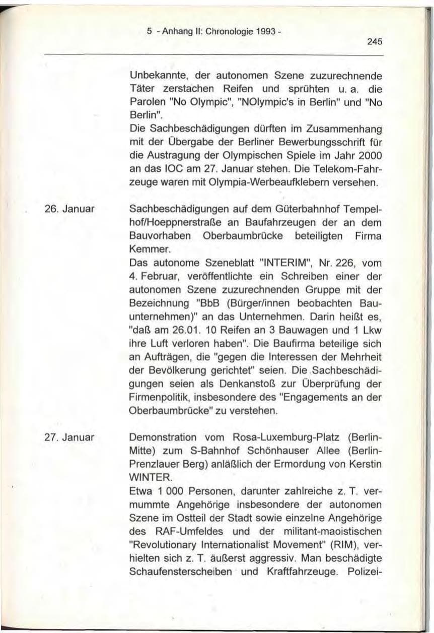 Seite 245 des Verfassungsschutzbericht 1993 Berlin