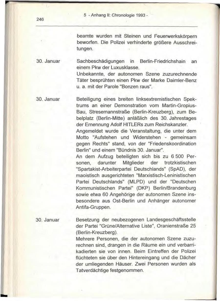 Seite 246 des Verfassungsschutzbericht 1993 Berlin