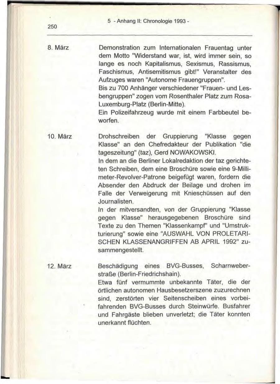 Seite 250 des Verfassungsschutzbericht 1993 Berlin