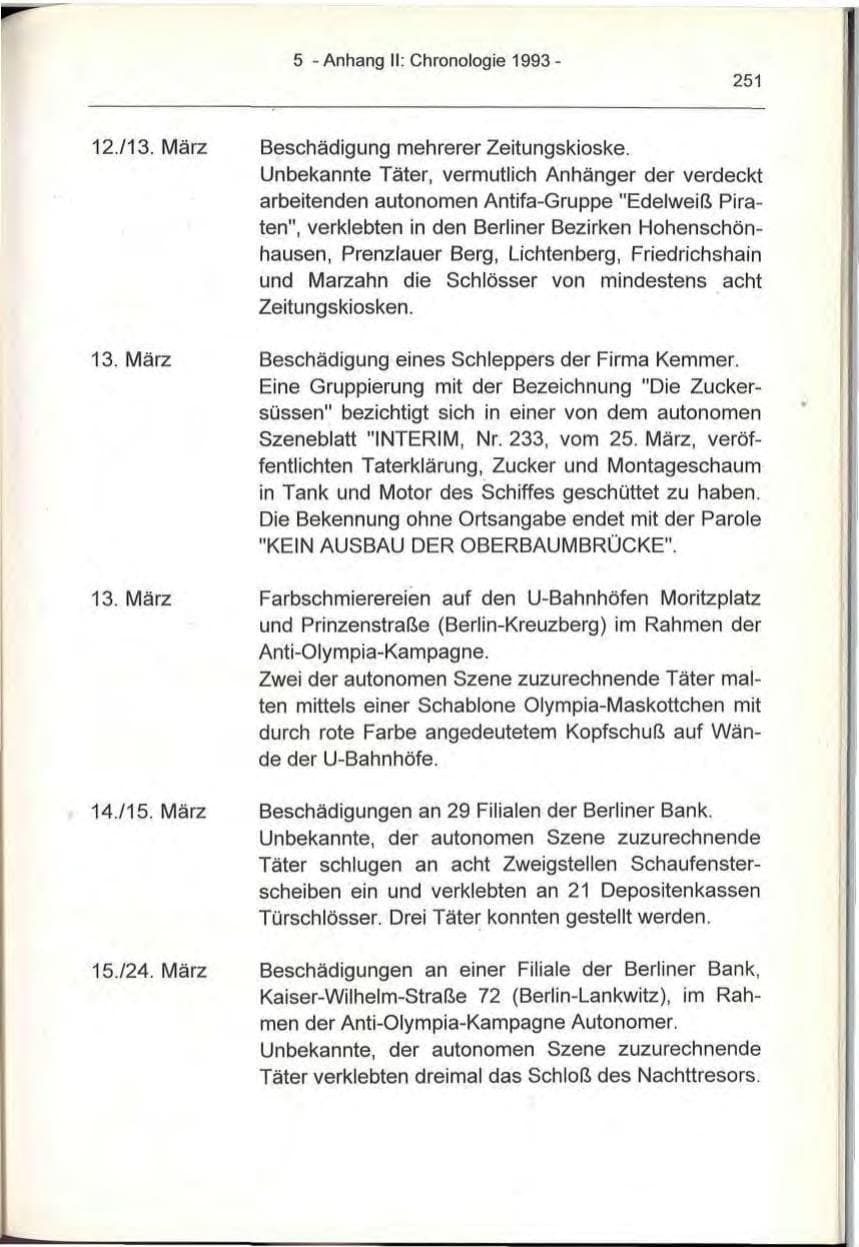 Seite 251 des Verfassungsschutzbericht 1993 Berlin