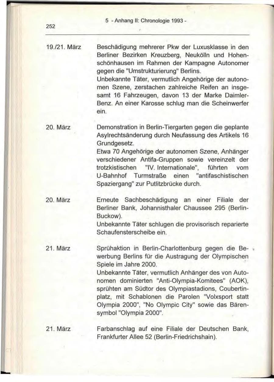 Seite 252 des Verfassungsschutzbericht 1993 Berlin