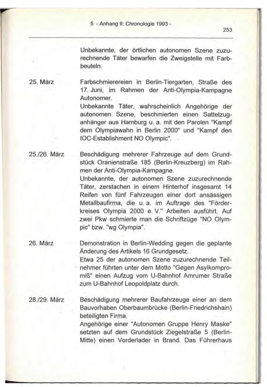 Seite 253 des Verfassungsschutzbericht 1993 Berlin