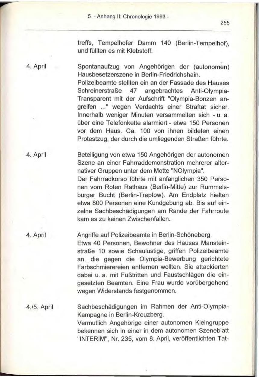 Seite 255 des Verfassungsschutzbericht 1993 Berlin