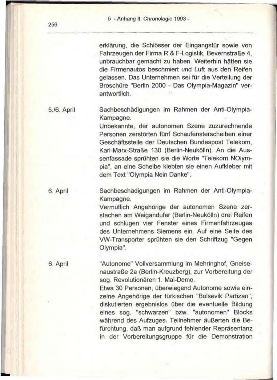 Seite 256 des Verfassungsschutzbericht 1993 Berlin