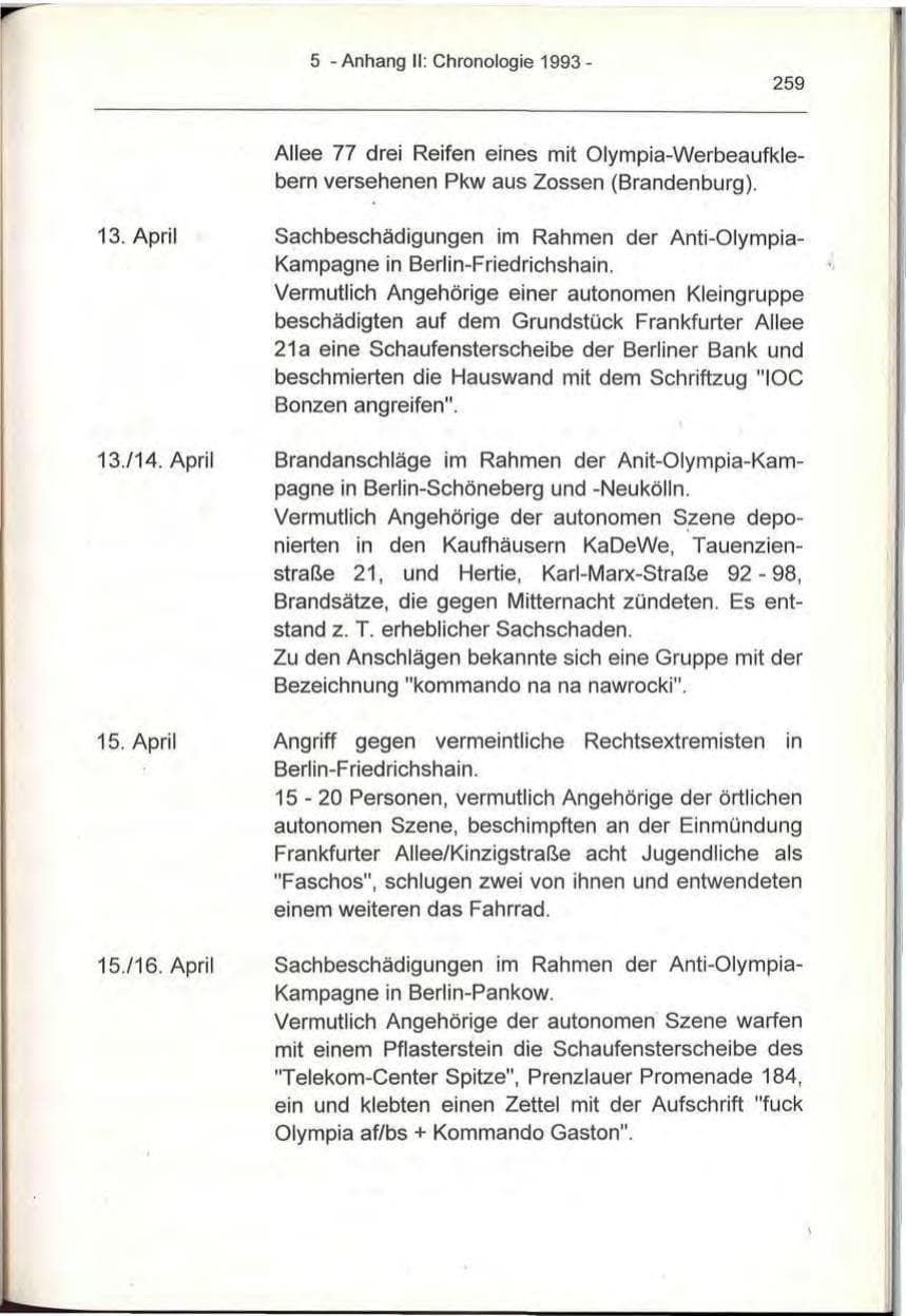 Seite 259 des Verfassungsschutzbericht 1993 Berlin