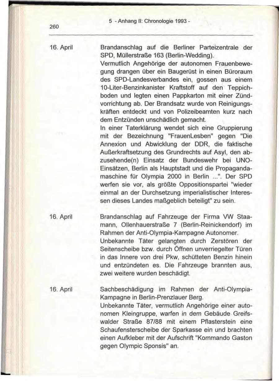Seite 260 des Verfassungsschutzbericht 1993 Berlin