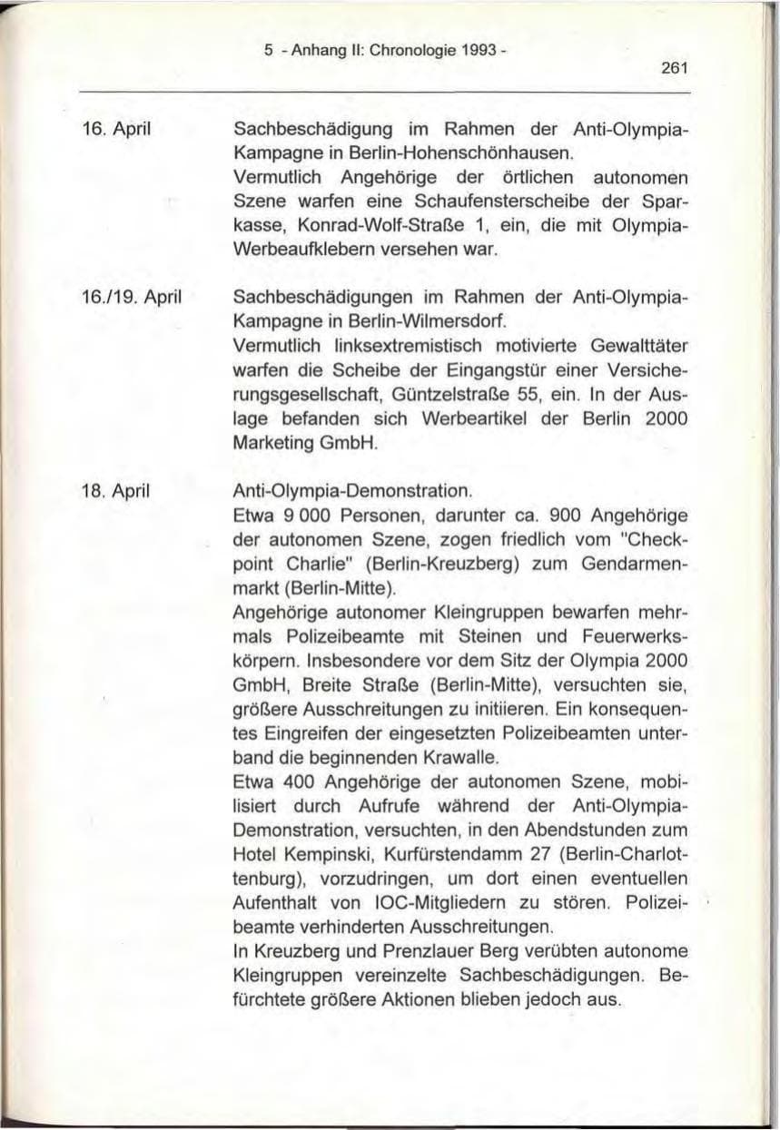 Seite 261 des Verfassungsschutzbericht 1993 Berlin