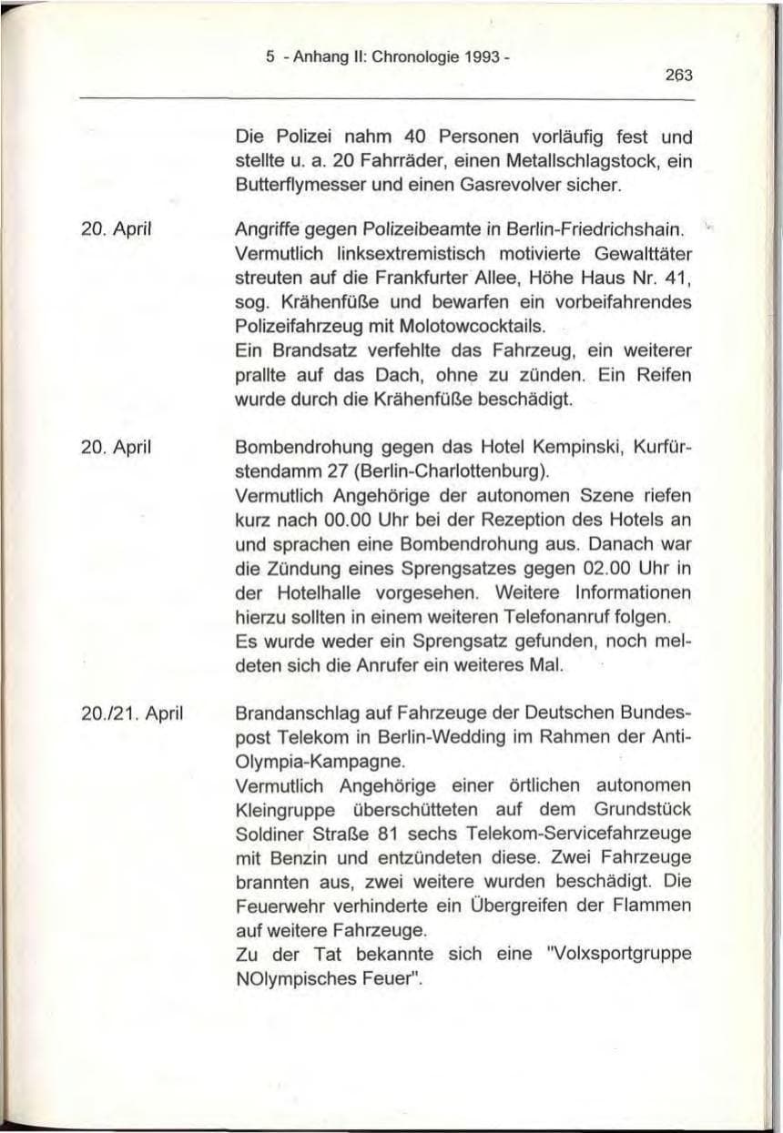 Seite 263 des Verfassungsschutzbericht 1993 Berlin
