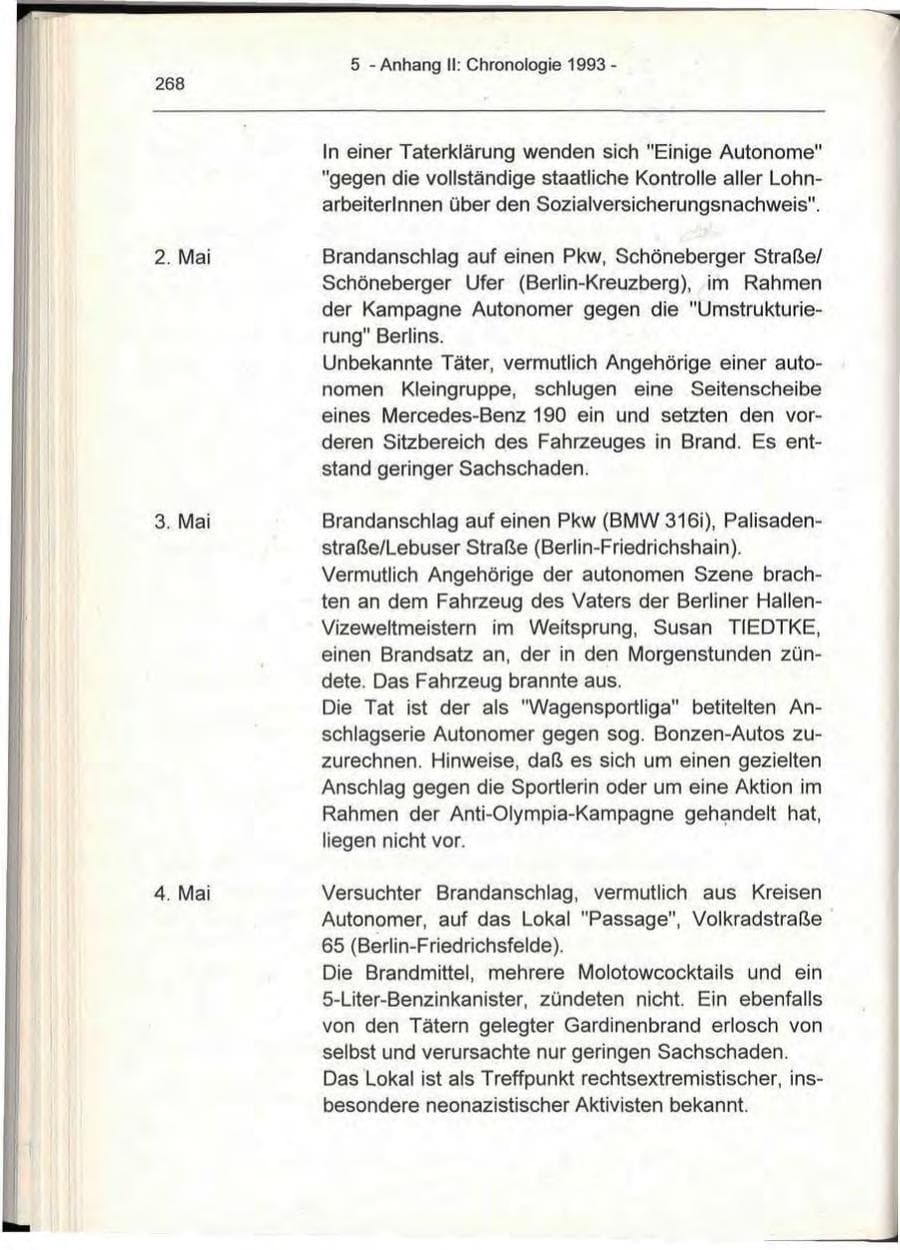Seite 268 des Verfassungsschutzbericht 1993 Berlin