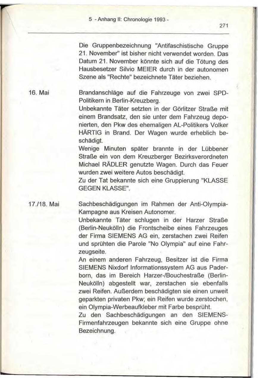 Seite 271 des Verfassungsschutzbericht 1993 Berlin