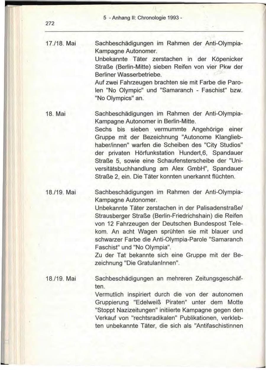 Seite 272 des Verfassungsschutzbericht 1993 Berlin