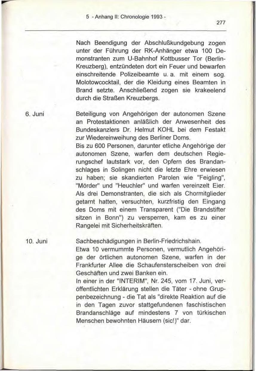 Seite 277 des Verfassungsschutzbericht 1993 Berlin